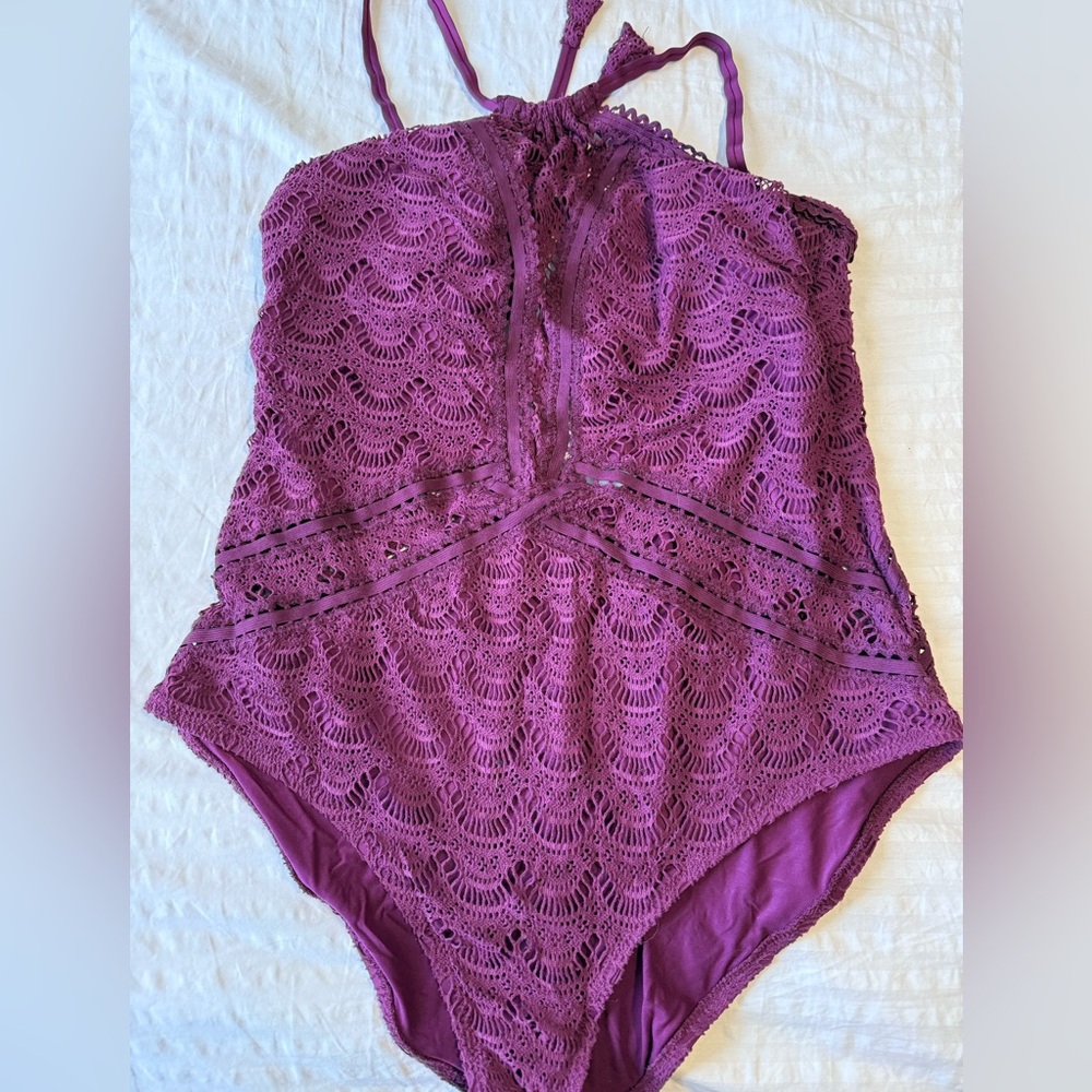 BECCA Crochet High Neck 1-piece Swimsuit Plus